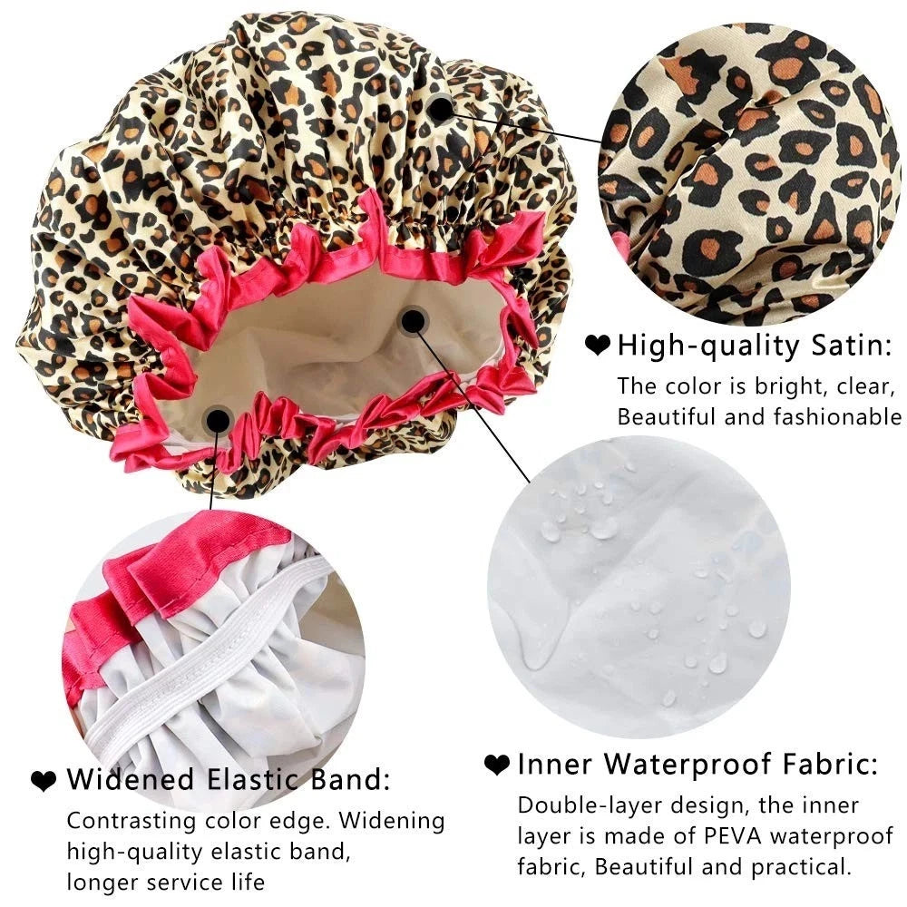 4 Pieces Shower Cap for Women, Elastic and Reusable, Environmental Protection...