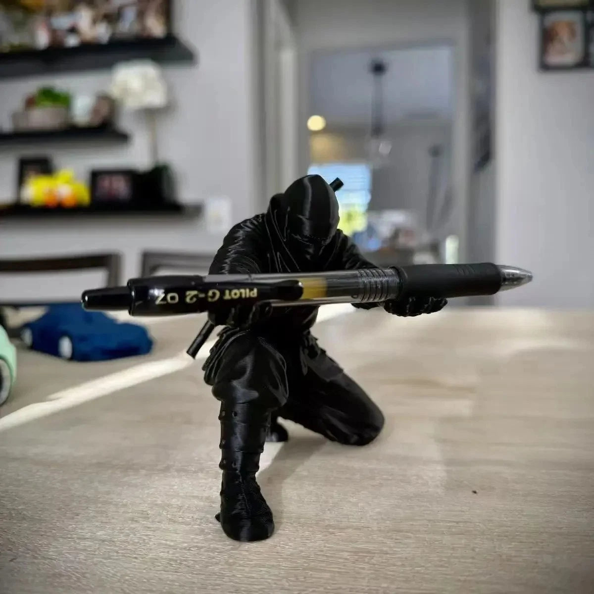 3D Printed Ninja Pen Holder – Desktop Pencil Organizer & Desk Decor Gift