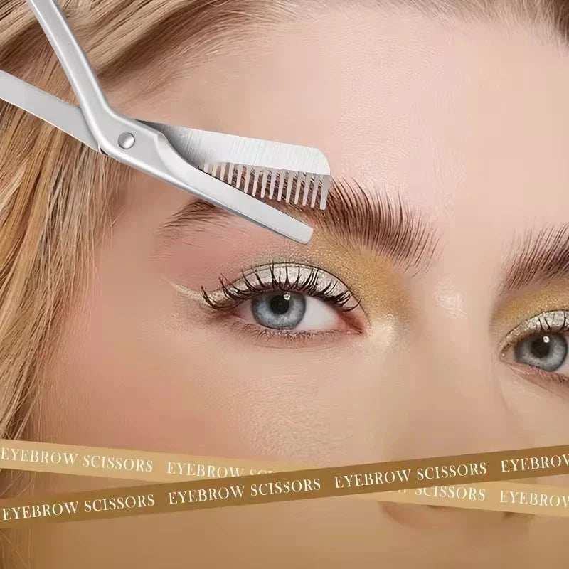 Stainless Steel Eyebrow Scissors with Comb - Precision Brows Grooming Tool