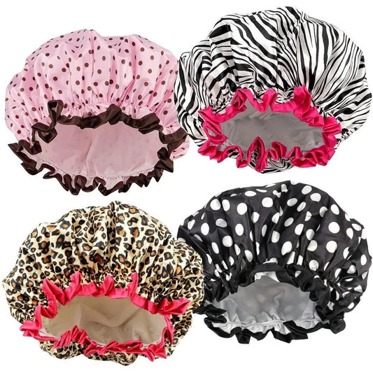4 Pieces Shower Cap for Women, Elastic and Reusable, Environmental Protection...