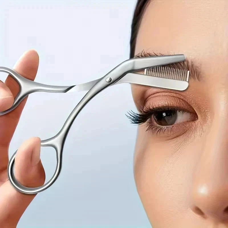 Stainless Steel Eyebrow Scissors with Comb - Precision Brows Grooming Tool