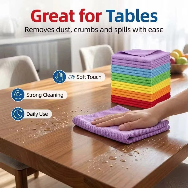 Ultra Fine Microfiber Cleaning Cloth Kitchen Dish Towel Car Glass Reusable 20PCS