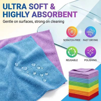 Ultra Fine Microfiber Cleaning Cloth Kitchen Dish Towel Car Glass Reusable 20PCS